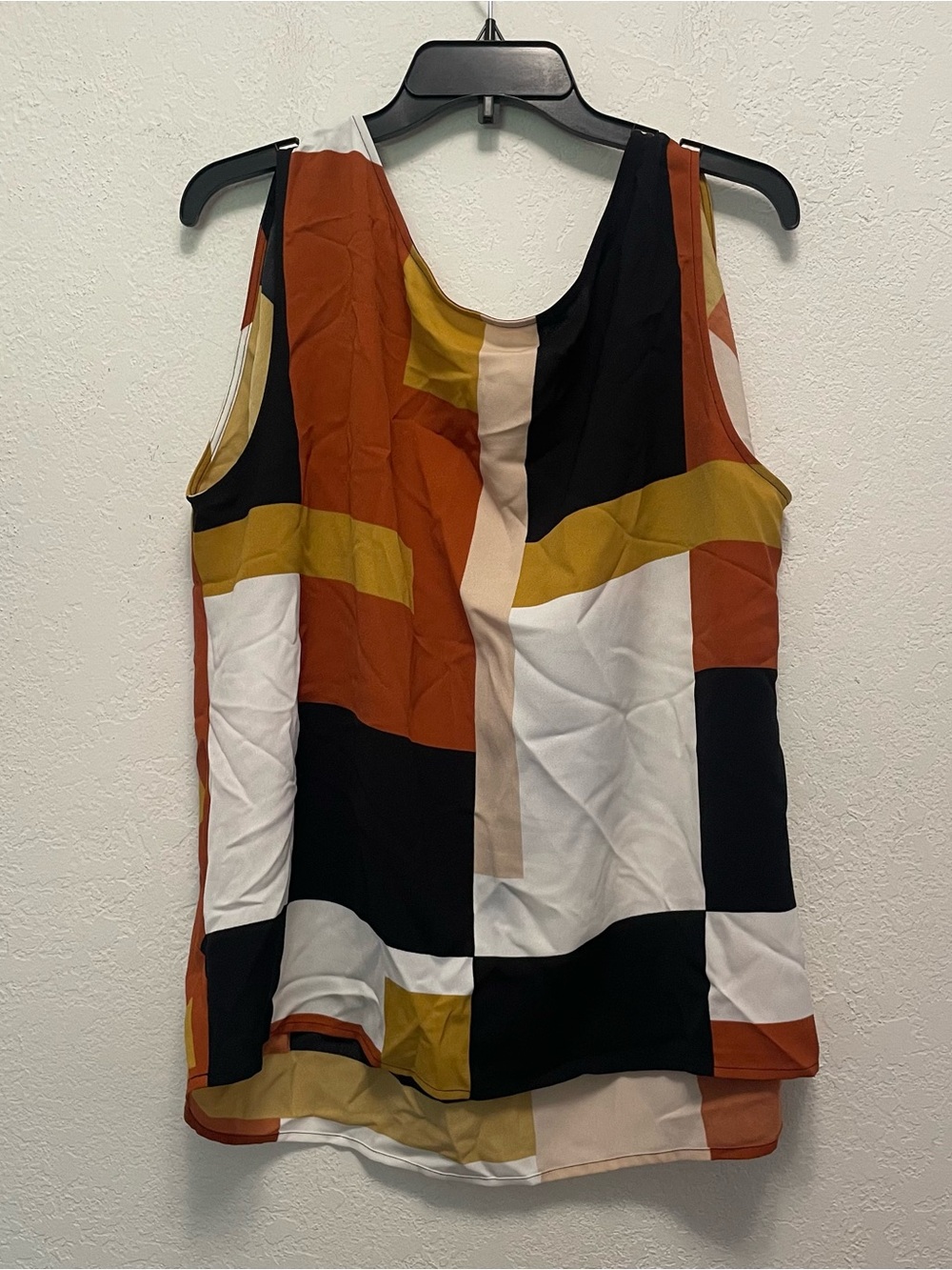 Ann Taylor LOFT Colorblock Brown Black Geometric Sleeveless Top XXL NEW